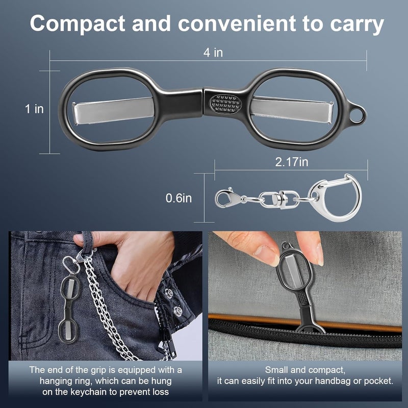 BSADIY 2 Pcs Folding Stainless Steel Portable Mini Travel Scissors, Safety Foldable Pocket Badge Small Scissors All Purpose with 2 Keychain for Travel, Office, Craft, Sewing, Nurse Accessories (Gray Black) - Image 3